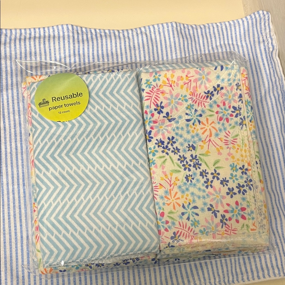 Reusable Paper Towels Set - Blue and Floral